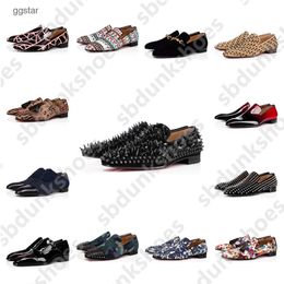 With Box 2024 Red Bottoms Shoes suela roja dress shoes designer shoes men sneakers loafers black spike patent leather slip on wedding flats tr QVOK