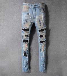 Famous Brand Mens Designer Jeans Slim Fit Mens Skinny Jeans Men Women Motorcycle Biker Hip Hop Distressed Ripped Jeans Pants9666873