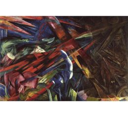 Hand painted abstract oil paintings Franz Marc Fate of the Animals canvas artwork for home decor2892405