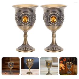 Wine Glasses 2 Pcs Metal Goblet Decor European Cup Dinner Glass Decorative Retro Tin Alloy Multi-function