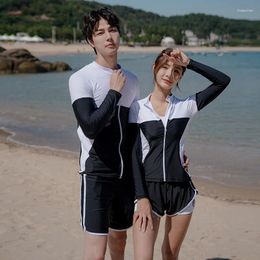 Women's Swimwear 2024 Women Solid Split Diving Suit Conservative Couple Long-sleeved Swimsuit Flat Angle Sports Surfing Swimming