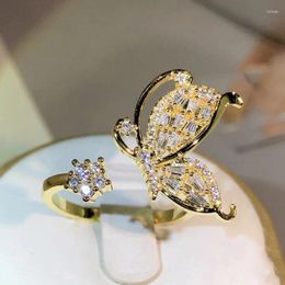 Cluster Rings Exquisite Butterfly Five-Pointed Star Opening For Women 925 Sterling Silver Elegant Party Birthday Jewellery Gift