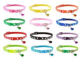 Cartoon Dog Collars With Bell Adjustable Polyester Cats Head Buckle Reflective Collar Small size Puppy Pet Supplies6583231