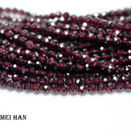 Loose Gemstones Meihan (2strands/set) Natural 4mm Wine Red Purple Brazil Garnet Faceted Round Beads For Jewellery Making Design