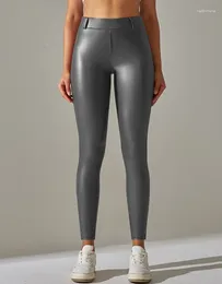 Women's Pants Casual 2024 Autumn Fashion Y2K Pu Leather Pocket Design Fleece Lined Leggings Female Versatile Long Trousers