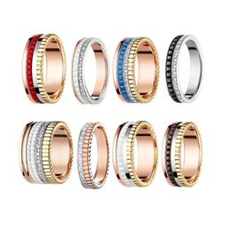 Band Rings Luxury Designer Ring Couple V Gold Ceramic For Women Mens High Edition Diamond 5-10 Size Jewellery Gear Overlap Drop Delivery Otfc1