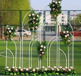 Party Decoration Wedding Stage Background Grid Screen Door Welcome Area Layout 2024 Iron Props