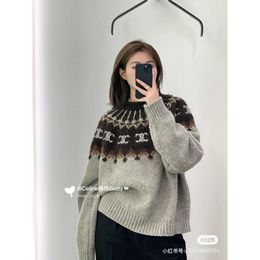 Women's Sweaters Ce23 Autumn/winter New Letter Print Decoration Triumphal Arch Pullover Knitwear Loose Shoulder Drop Design Sweater for Women