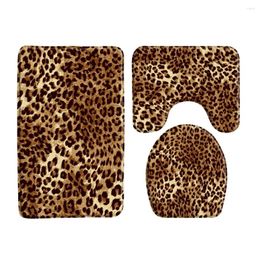 Bath Mats Leopard Pattern Mat Set Black White Stripes Zebra Bathroom Decoration Rug Fashion Home Carpet Toilet Lid Cover