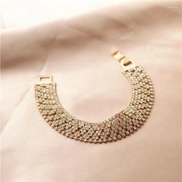 Charm Bracelets Euramerican Fashion Shiny Wide Crystal Chain Exquisite Luxury Bracelet