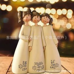 Decorative Objects Figurines Angels holding flowers to celebrate friendship resin sculptures home crafts ornaments indoor decorations sister H240517
