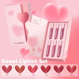 COLORKEY Mini Set Lip Gloss Set Romantic Lips Collection Watery Matte Lipgloss Waterproof Liquid Lipstick Gift Set 240518