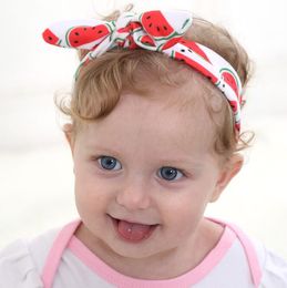 baby girl headband Infant hair accessory rabbit ear Watermelon Print Hair Bows With bandeau