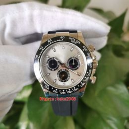 Excellent top quality men Watches Wristwatches 116519 M116519ln-0027 40mm Grey Dial Rubber Strap chronograph Working ETA Cal 4130 Movem 249I