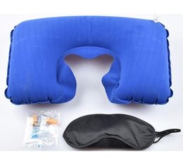 Whole Car Soft Pillow 3 in 1 Travel Set Inflatable UShaped Neck Pillow Air Cushion Sleeping Eye Mask Eyeshade Earplugs DB9681317