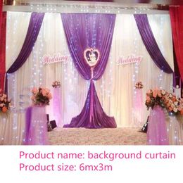 Party Decoration Event Curtain White Ice Silk Wedding Backdrops With Royal Blue Swag Stage Background Drape And Decor