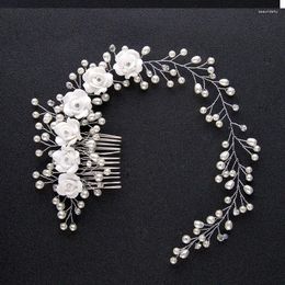 Hair Clips Korean Style Bridal Handmade Pearl Flower Headband Studio Makeup Wedding Jewellery Accessories Cosplay Party