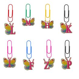 Charms Fluorescent Letter Butterfly Cartoon Paper Clips Cute Bookmarks Bk Nurse Gift Bookmark Colorf Office Supplies Gifts For Teacher Otyq1