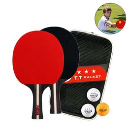 Ping Pong Paddles 2 Rackets 3 Balls Table Tennis Racket Professional Ping Pong Racket Set with Bag for Beginners Training Game 240515