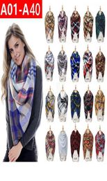 Plaid Scarves Girls Shawl 140140cm Grid Wraps Lattice square Neck Scarf Fringed Pashmina Winter Neckerchief Blankets 40styles LJJ3236994