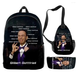 Backpack Hip Hop Funny Gilbert GOttfried 3D Print 3pcs/Set Pupil School Bags Travel Laptop Chest Bag Pencil Case