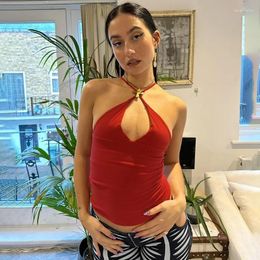 Women's Tanks Y2K Irregular Lace Up Crop Tops Women 2024 Clothes Sexy Tanks&Camis Red White Black Summer V Neck For