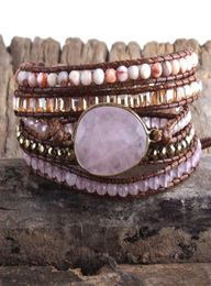 MD Fashion Boho Beaded Bracelet Handmade Mixed Natural Stones Crystal Stone Charm 5 Strands Wrap Bracelets Gift Drop7343411