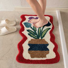 Carpets Flower wedding supplies floor mats door tufted flocked carpets bathroom doorways non slip and absorbent pads H240517