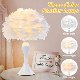 Table Lamps Simple Feather LED Lamp Bedroom Bedside Desk Living Room Decoration Metal Lights EU Romantic Night Light