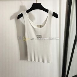 Elastic Fabric Vest Women Knitted Tanks Top Shiny Rhinestone Sport Tops Summer Quick Drying Vests