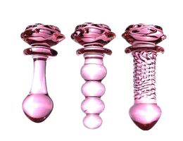 newest 3 style red rose dilatador anal dildo beads butt plug glass sexyo toys buttplug sexy for men toy1333732