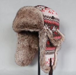 Winter Bomber Hat Women Russian Faux Fur Trapper Hat Men Ushanka Snow Cap with Earflaps2560764