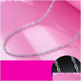 Chains 1Mm Water Wave 925 Sterling Sier Necklaces Fashion Diy Jewellery For Pendant Women Girl Party Christmas Gifts 16 18 Inches Drop Dhibr