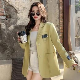 Women's Suits Fashion Blazer Women Spring Autumn 2024 Single-breasted Back Outerwear Female Korean Loose Long Sleeve Suit Coat