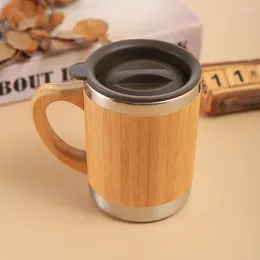Mugs Creative Bamboo Shell 304 Stainless Steel Mug Double-layer Coffee Cup