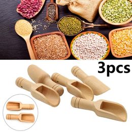 Spoons 3pcs Mini Wooden Scoops Bath Salt Spoon Candy Flour Kitchen Utensils Milk Measuring