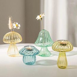 Candle Holders Glass Mushroom Creative Shape Candlestick Nordic Desktop Ornament Wedding Party Home Decor