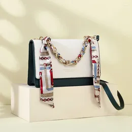 Shoulder Bags Luxury Handbags Women Atmosphere Chain Small Square Bag Designer Crossbody Silk Scarf Contrast Colour PM89