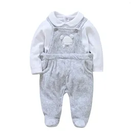 Clothing Sets Fashion Warm Winter Born Baby Jumpsuit Set Velvet Boys Girl Rompers Infant Overalls Unisex Toddler Outfit