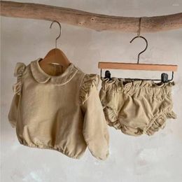 Clothing Sets 2024 Spring Baby Girl Long Sleeve Clothes Set Infant Corduroy Tops Shorts 2pcs Suit Cotton Toddler Outfits 0-24M