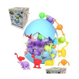 Bath Toys 2023 Kids Fun Sile Soft Building Blocks Toy Cartoon Animal Suction Cup Happy Paste Fidget Drop Delivery Baby Maternity Showe Otqa7