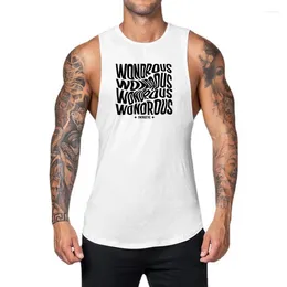 Men's Tank Tops Wondrous Energetic Funny Printed Cotton Clothing Mens Fitness Muscle Sleeveless Gym Bodybuilding Cool Sport T-Shirts