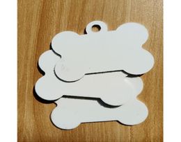 DHL300pcs Sublimation DIY Blank White Metal Bone Pet Dog tag ID Card4651497