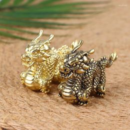 Decorative Figurines 1Pc Pure Brass Chinese Mythical Animal Dragon Statue Figures Miniature Antique Ornaments Ornament Feng Shui Decor Gifts