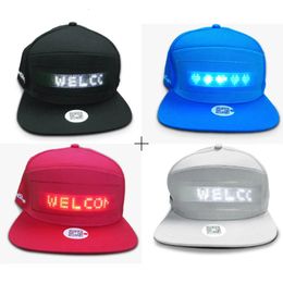 Mobile Phone APP LED Hat Glow Wirelessly Send Word Scrolling Bluetooth Flexible Screen LED Cap LED Scrolling Message Display Hip 240517