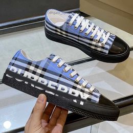 Casual Shoes Designer Lace Up Opened Casual Sports Shoes House Plaid Letter Snealers Low Top Calf Leather Cotton Upper Sheepskin Lining Outdoor Tennis Sneakers Si