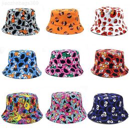Wide Brim Hats Bucket Hats Hot Sale Cartoon TV Bucket Hat Colourful Sesame Street Outdoor Panama Caps for Girls Boys Anime Woman Fisherman Hats Sunhat 10 styles