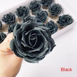 Decorative Flowers 18Pcs/Set 8CM Fragrant Rose Soap Flower Black Border Eyeliner Head For Wedding Home Decor Valentine'S Year Gift