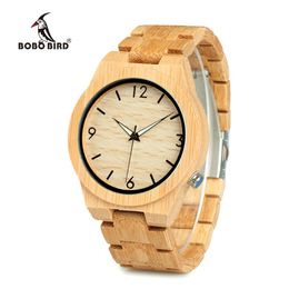 BOBO Bird Casual Bambus Holz Uhr Japanische Bewegung Armbanduhren Bambus Holzband Uhren Quarz Uhr für Männer 309f