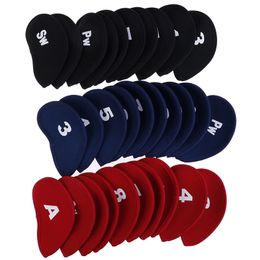 10Pcsset Golf Iron Head Covers Putter Protective Black Window Club Protector Accessories 240515